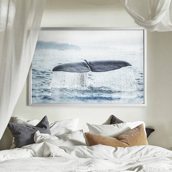 Ikea BJÖRKSTA Canvas framed - whale tail/aluminium colour 118x78 cm , 118x78 cm