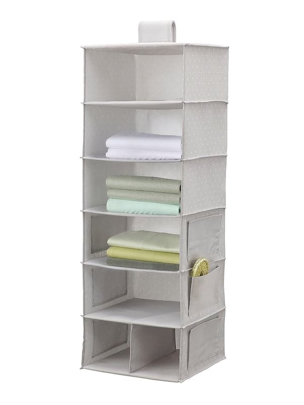 BLÄDDRARE - Hanging storage with 7 compartments, grey/patterned, 30x30x90 cm - best price from Maltashopper.com 10474404