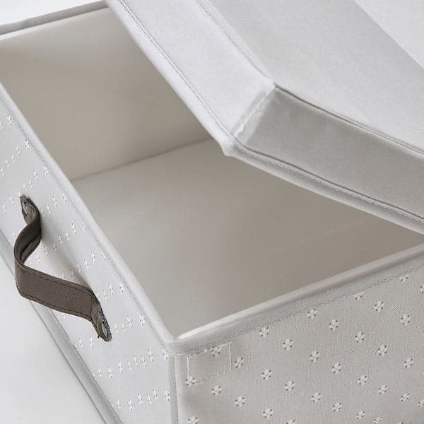 Ikea BLÄDDRARE - Box with lid, grey/patterned, 35x50x15 cm