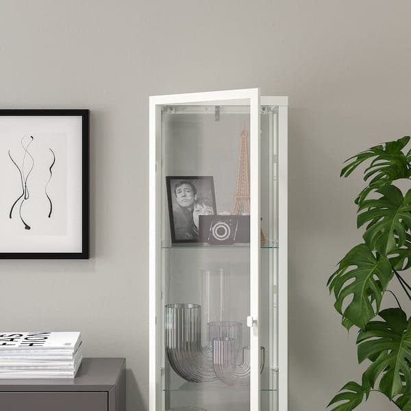 BLÅLIDEN - Glass-door cabinet, white, 35x32x151 cm - best price from Maltashopper.com 00501243