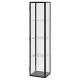 BLÅLIDEN glass-door cabinet, black, 35x32x151 cm