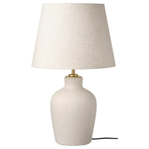 BLIDVÄDER - Table lamp, off-white ceramic / beige,50 cm