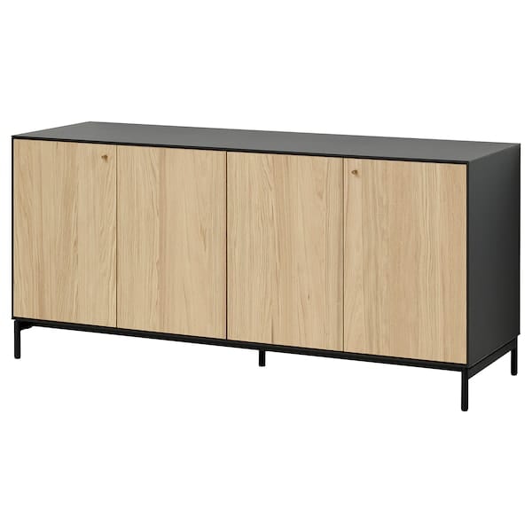Ikea BOASTAD - Sideboard, black/oak veneer, 161x52x75 cm