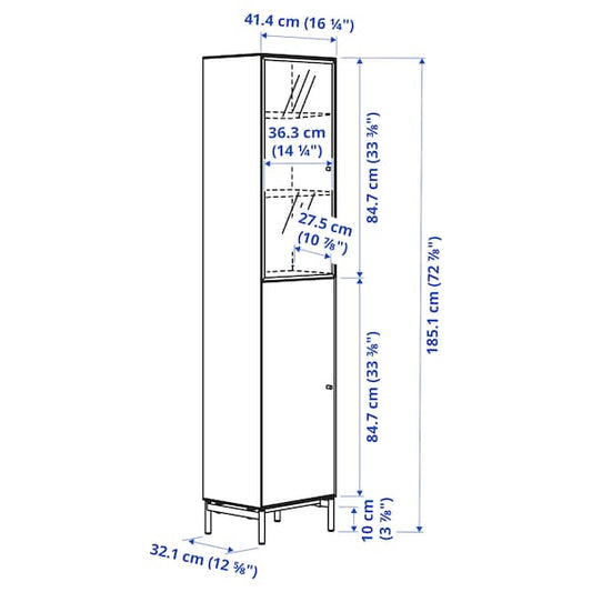 Ikea BOASTAD - High cabinet, black/oak veneer, 41x32x185 cm