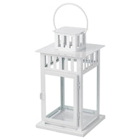BORRBY lantern for block candle, in/outdoor white, 28 cm
