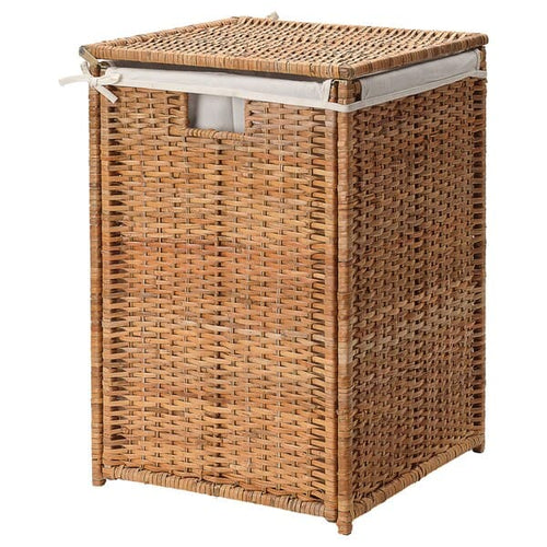 BRANÄS - Laundry basket with lining, rattan, 80 l