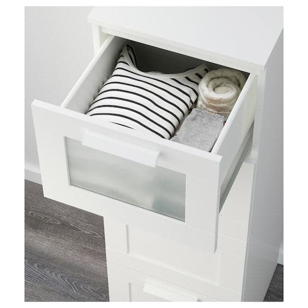 Ikea BRIMNES - Chest of 4 drawers, white/frosted glass, 39x124 cm