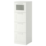 BRIMNES chest of 4 drawers, white/frosted glass, 39x46x124 cm