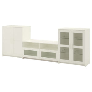 BRIMNES Combination TV/glass doors - white 276x41x95 cm , 276x41x95 cm - best price from Maltashopper.com 99278225