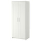 BRIMNES wardrobe with 2 doors, white, 78x190 cm