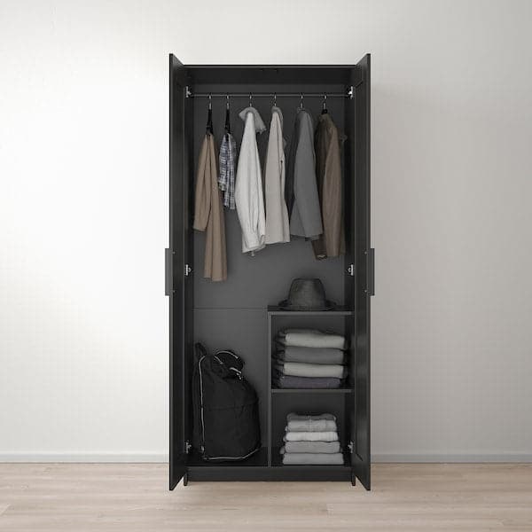 Ikea BRIMNES 2-door wardrobe - black 78x190 cm , 78x190 cm