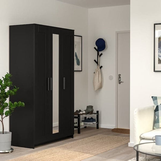 Ikea BRIMNES 3-door wardrobe - black 117x190 cm , 117x190 cm