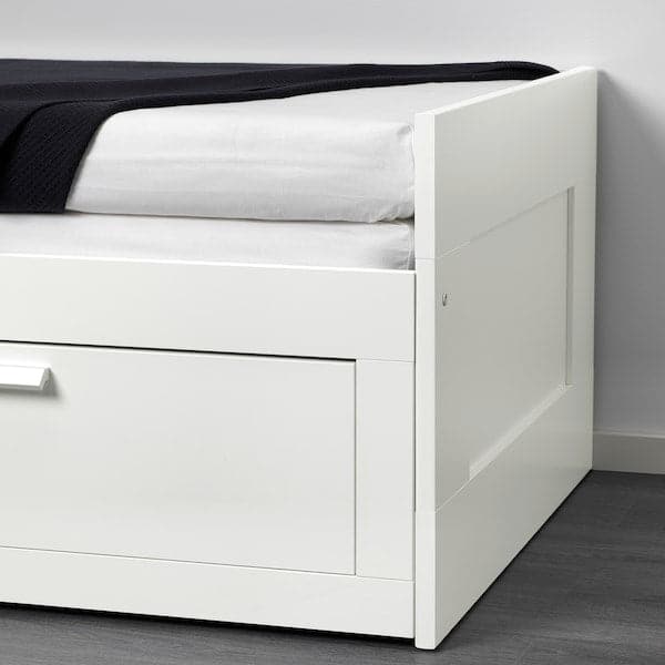 Ikea BRIMNES Day-bed / 2 drawers / 2 mattresses, white / Ågotnes firm,80x200 cm