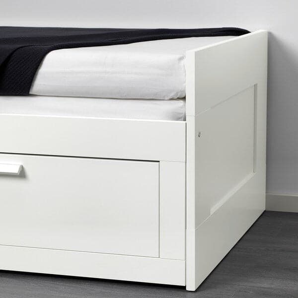 Ikea BRIMNES Day-bed / 2 drawers / 2 mattresses, white / Vannareid extra firm,80x200 cm