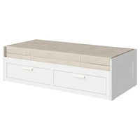 BRIMNES day-bed w 2 drawers/2 mattresses, white/Vannareid extra firm, 80x200 cm