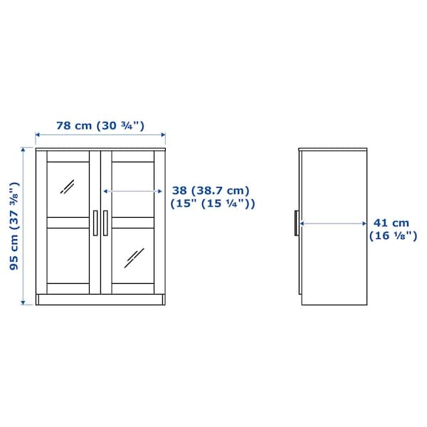 Ikea BRIMNES Mobile with doors - glass/white 78x95 cm , 78x95 cm