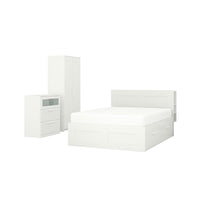 BRIMNES bedroom furniture, set of 3, white, 160x200 cm
