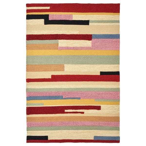 Ikea BRÖNDEN - Rug, low pile, handmade multicolour/red, 200x300 cm