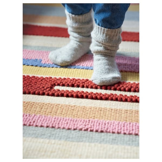 Ikea BRÖNDEN - Rug, low pile, handmade multicolour/red, 170x240 cm