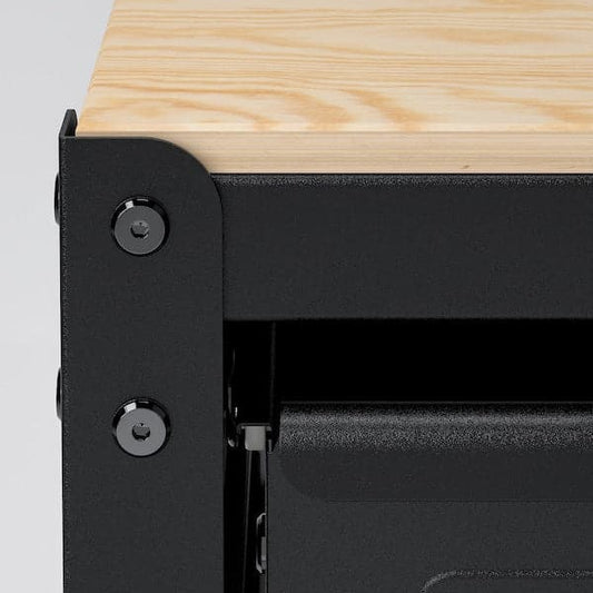 Ikea BROR - Work bench with drawers, black/pine plywood, 85x40x89 cm
