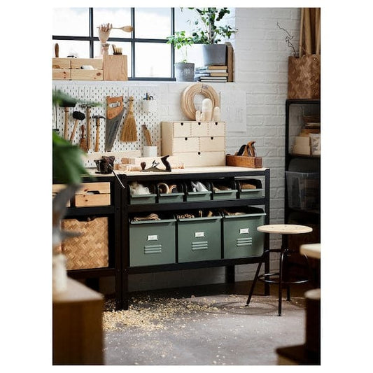 Ikea BROR - Work bench, black/pine plywood, 110x55 cm