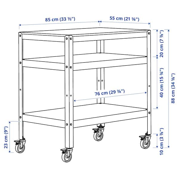 Ikea BROR - Trolley, black/pine plywood, 85x55 cm