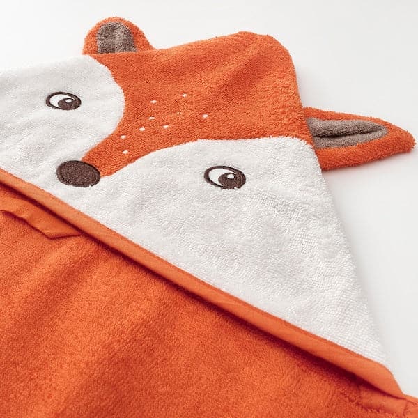 BRUMMIG - Towel with hood, fox shaped/orange, 70x140 cm - best price from Maltashopper.com 80521181