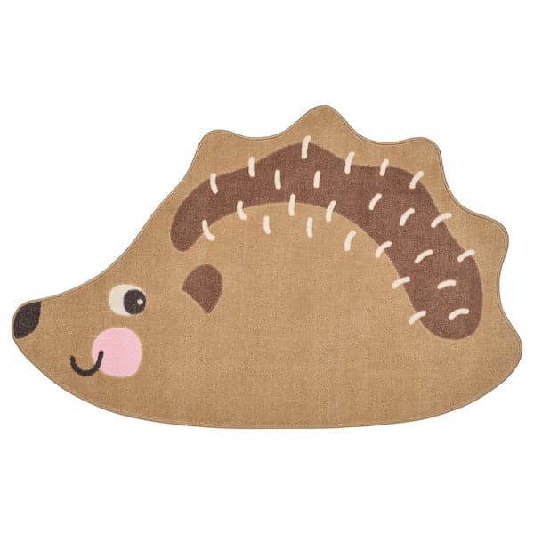 Ikea BRUMMIG - Rug, hedgehog shaped/brown, 94x150 cm