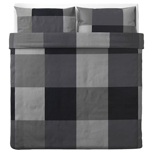 Ikea BRUNKRISSLA - Duvet cover and 2 pillowcases, black, 240x220/50x80 cm
