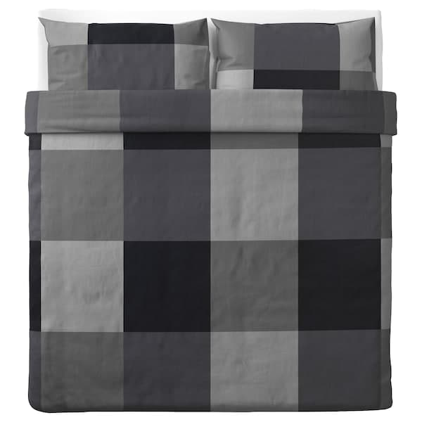 Ikea BRUNKRISSLA - Duvet cover and 2 pillowcases, black, 240x220/50x80 cm