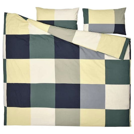 Ikea BRUNKRISSLA - Duvet cover and 2 pillowcases, green/multicolour, 240x220/50x80 cm