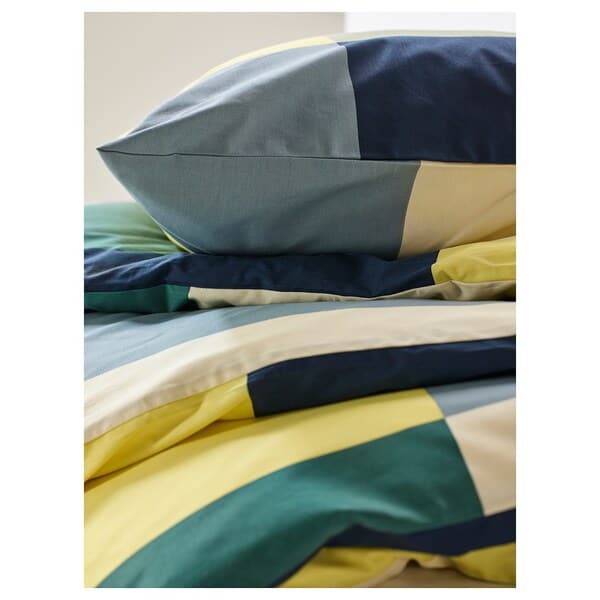 Ikea BRUNKRISSLA - Duvet cover and 2 pillowcases, green/multicolour, 240x220/50x80 cm