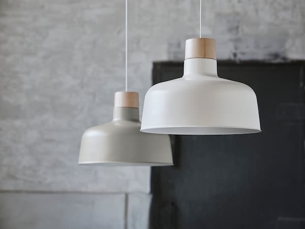 BUNKEFLO - Pendant lamp, white/birch, 36 cm - best price from Maltashopper.com 60488390