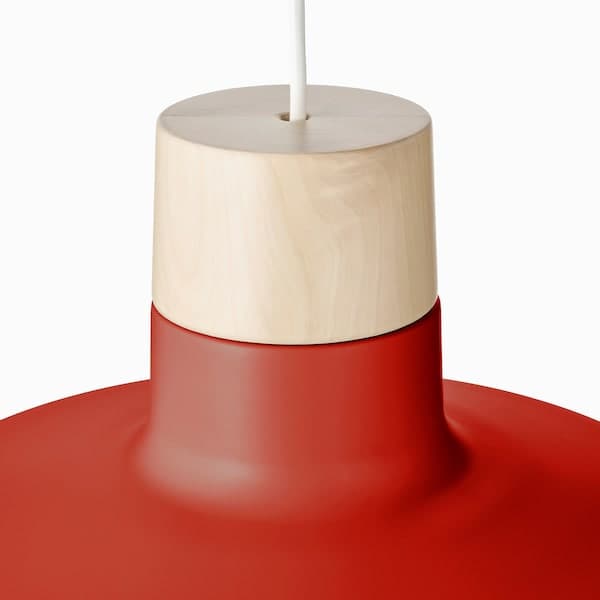 Ikea BUNKEFLO - Pendant lamp, red/birch, 36 cm