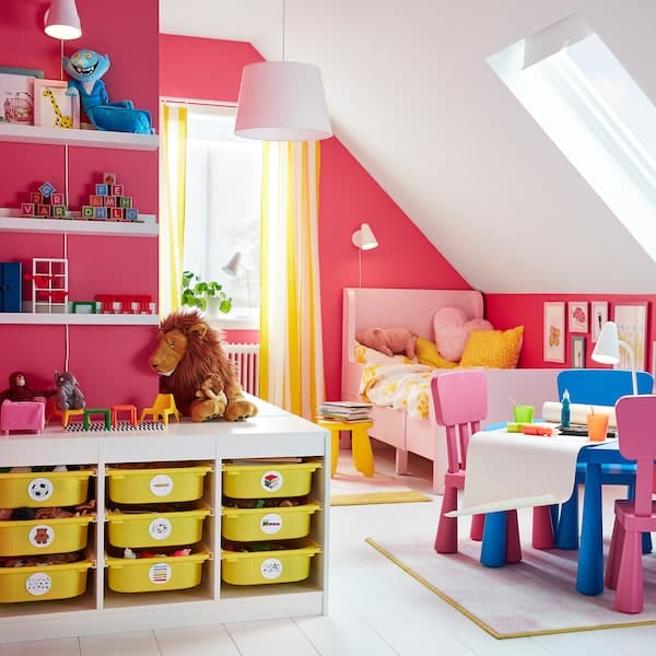 Ikea BUSUNGE - Extendable bed, light pink, 80x200 cm