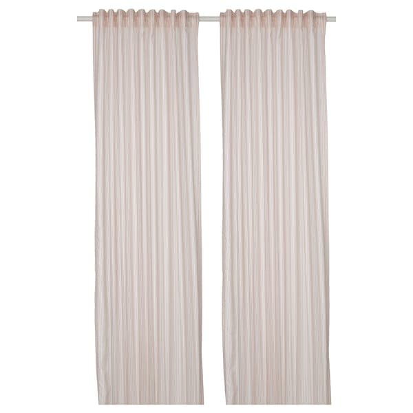 Ikea BYMOTT Curtains, 1 pair - white/beige striped 120x300 cm , 120x300 cm