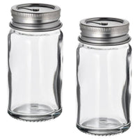 CITRONHAJ salt and pepper shakers, clear glass/stainless steel, 8 cm, 2 pack