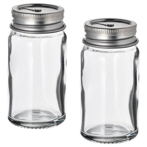 Ikea CITRONHAJ - Salt and pepper shakers, clear glass/stainless steel, 8 cm