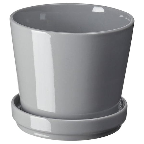 CITRUSFRUKT - Plant pot with saucer, in/outdoor grey, 12 cm