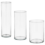CYLINDER vase, set of 3, clear glass