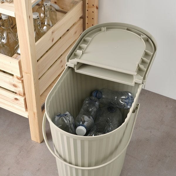 Ikea DAMMÄNG - Bin with lid, grey-beige, 26 l
