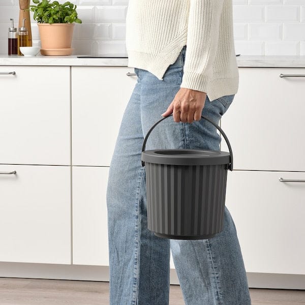 Ikea DAMMÄNG - Bin with lid, dark grey, 8 l