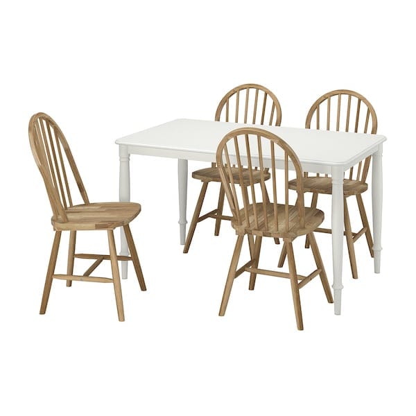 Ikea DANDERYD / SKOGSTA - Table and 4 chairs, white/acacia, 130 cm