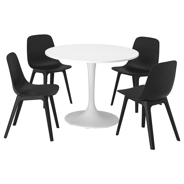 DOCKSTA / ODGER - Table and 4 chairs, white white/anthracite, 103 cm - best price from Maltashopper.com 89483486