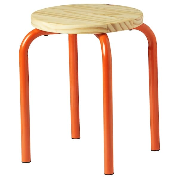 DOMSTEN - Stool, orange/pine - best price from Maltashopper.com 30555159