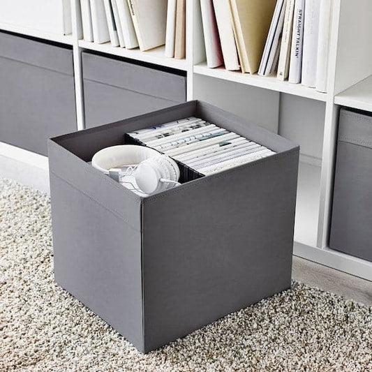 DRÖNA - Box, dark grey, 33x38x33 cm - best price from Maltashopper.com 10443974