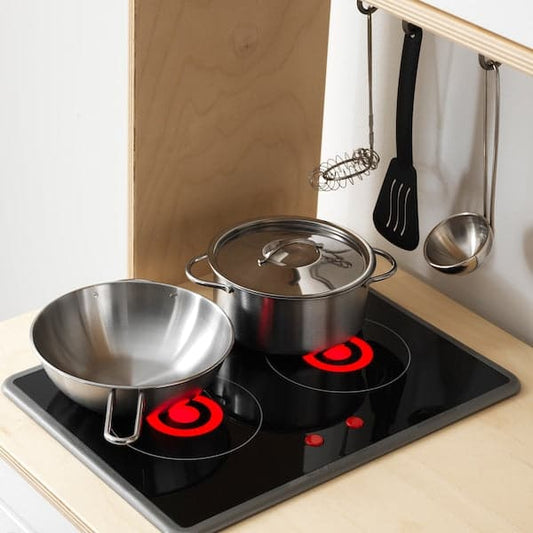 DUKTIG - 5-piece toy cookware set, stainless steel colour - best price from Maltashopper.com 00130167