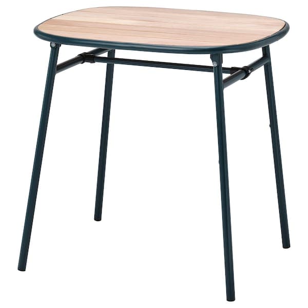 DUVSKÄR table, outdoor, black-blue/eucalyptus, 76x63 cm