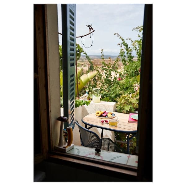 Ikea DUVSKÄR - Table, outdoor, black-blue/eucalyptus, 76x63 cm