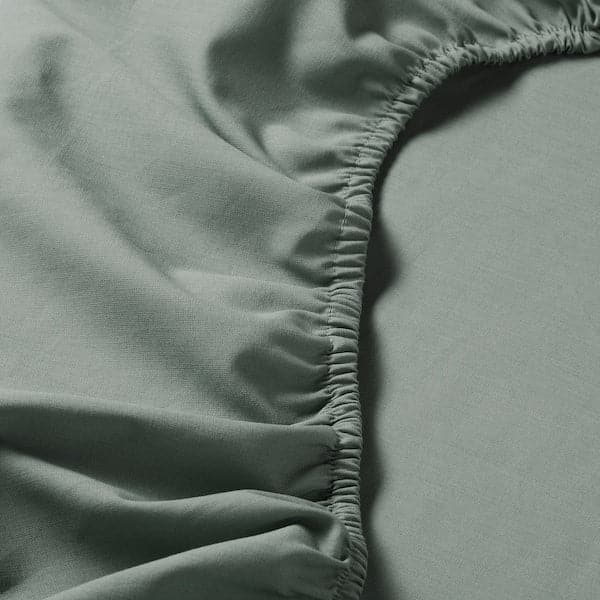 DVALA - Fitted sheet, grey-green, 80x200 cm - best price from Maltashopper.com 30549639